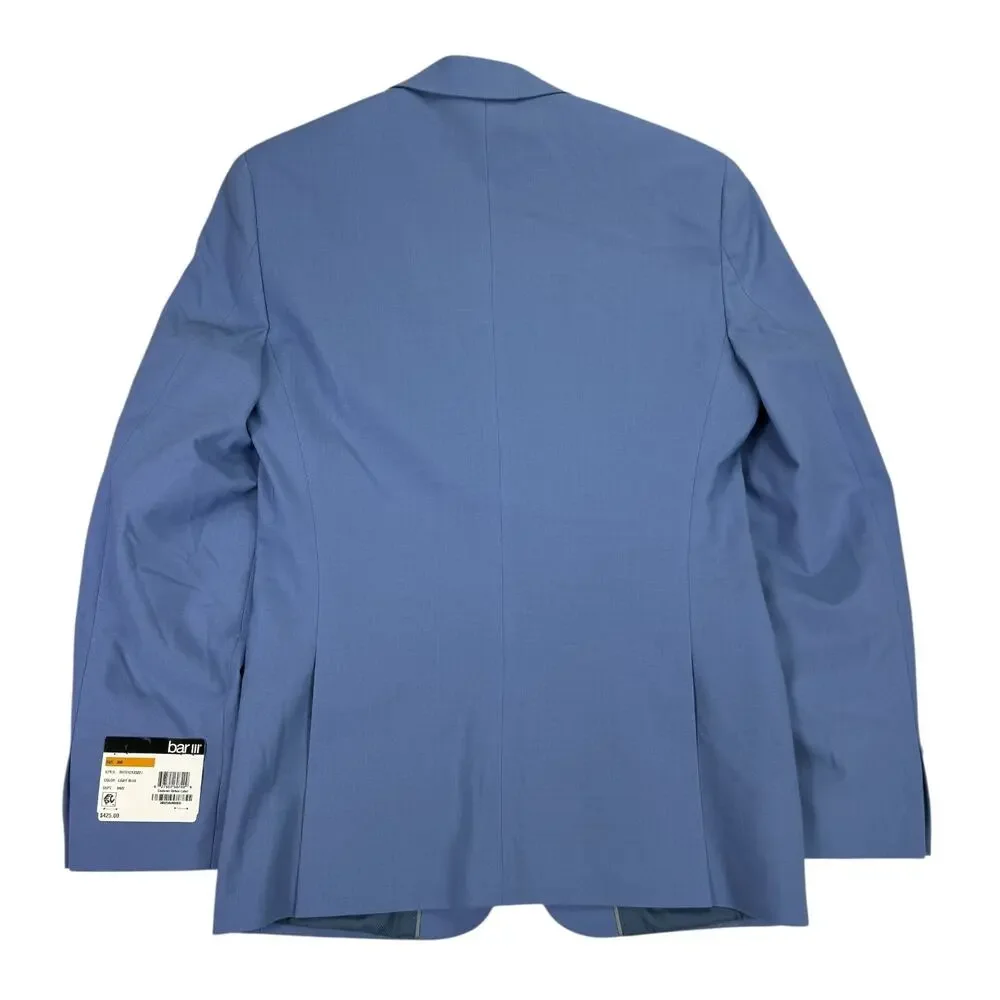 Bar III Mens Slim Fit Wool Blend Power Stretch Suit Jacket Light Blue 36R